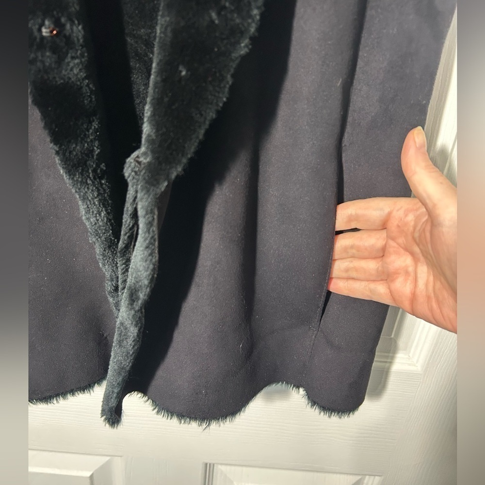 Ralph Lauren Black Label Faux Suede & Fur Collared Black Vest Size Small RL vest - Picture 6 of 11